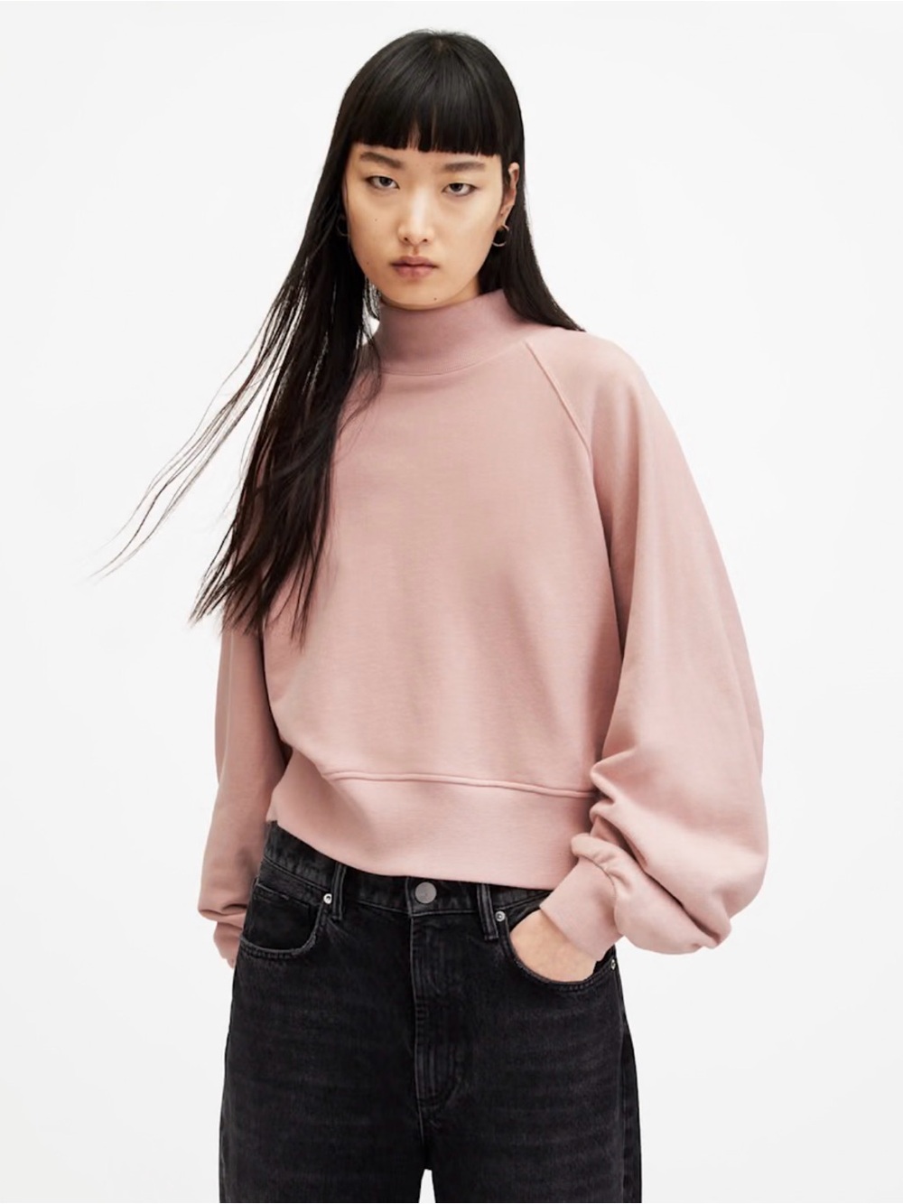 AllSaints Dana Relaxed Fit Zip Sweatshirt Dusty Pink Orchid Size XS
